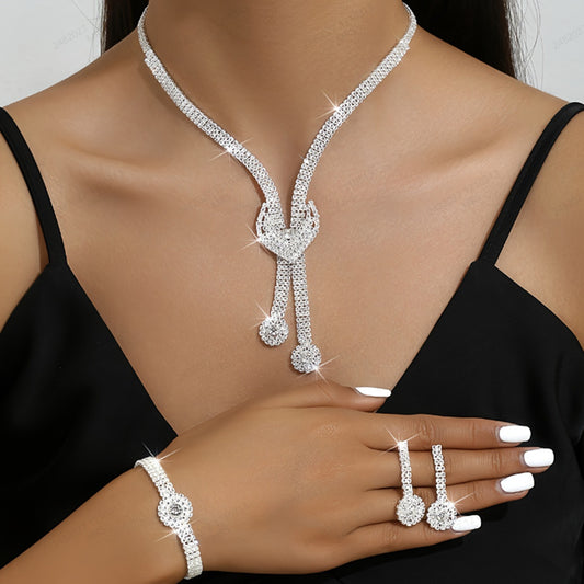 Temperament Super Shiny Diamond Three-piece Bridal Wedding Bracelets