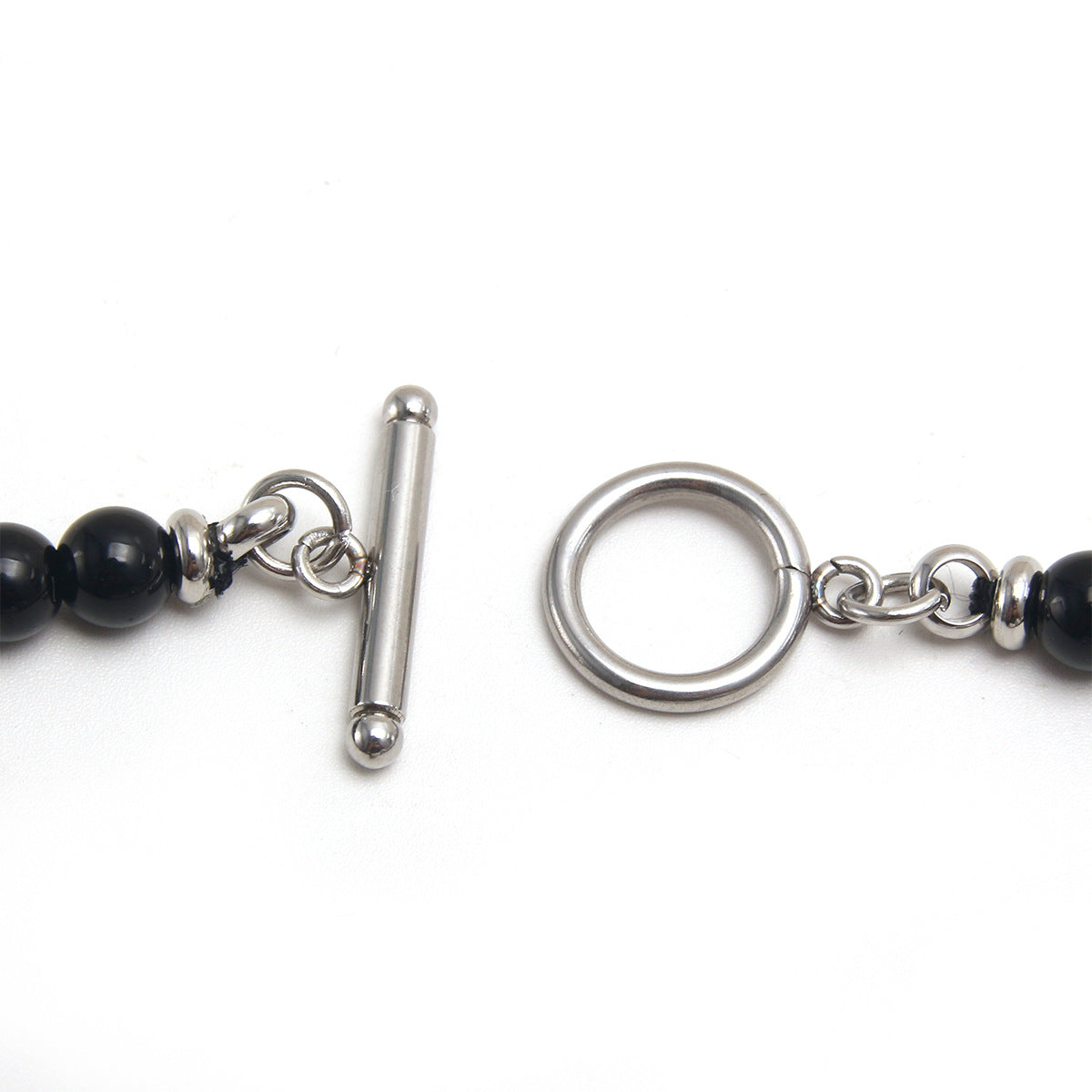 Steel Natural Tigereye Map Stone Obsidian Beaded Necklace