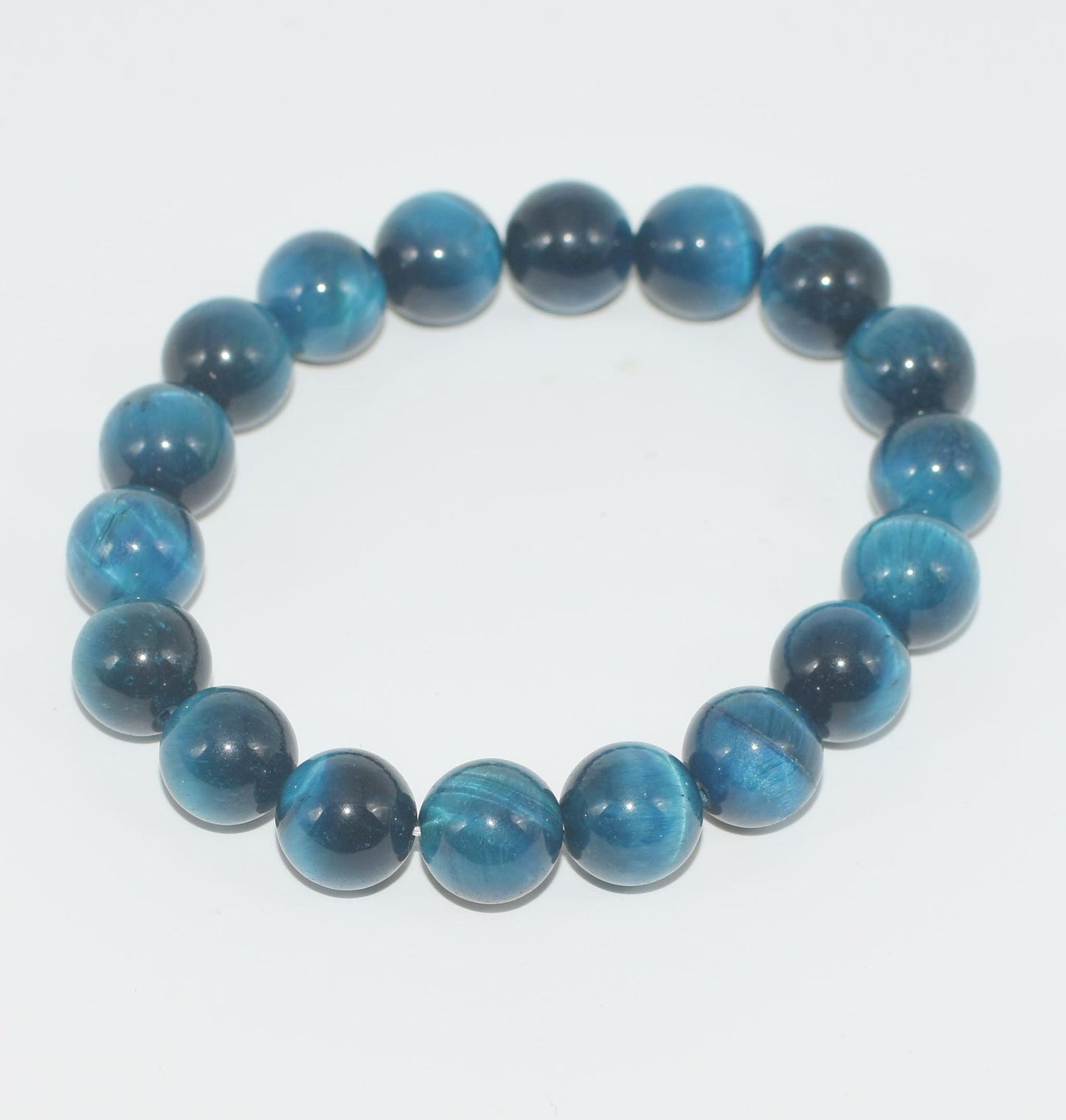 Women's & Men's Blue Tigereye Single Circle Crystal Buddha Beads Bracelet
