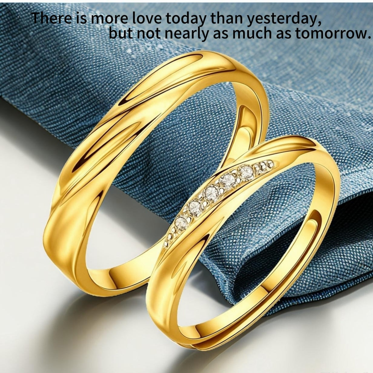 Mobius Love Couple Gold Plated Inlaid Rings