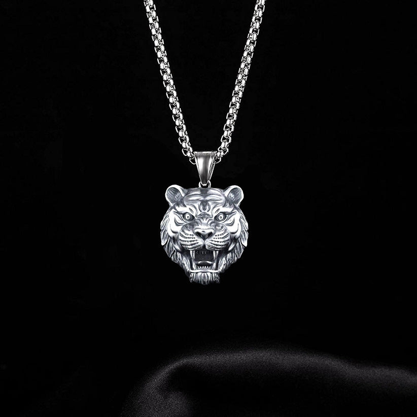 Men's Fashion Retro Domineering Tiger Head Personalized Hip Hop Simple Necklace