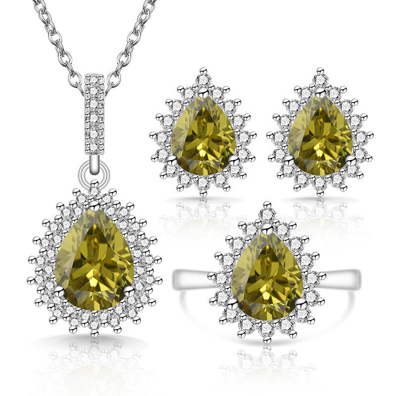 Women's Drop-shaped Colored Gems The Crystal Live Rings