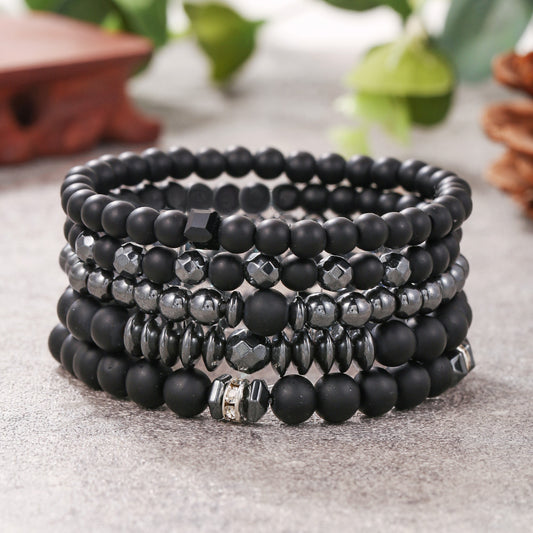 Men's Frosted Haematite Suit Hematite Beaded Bead Bracelets