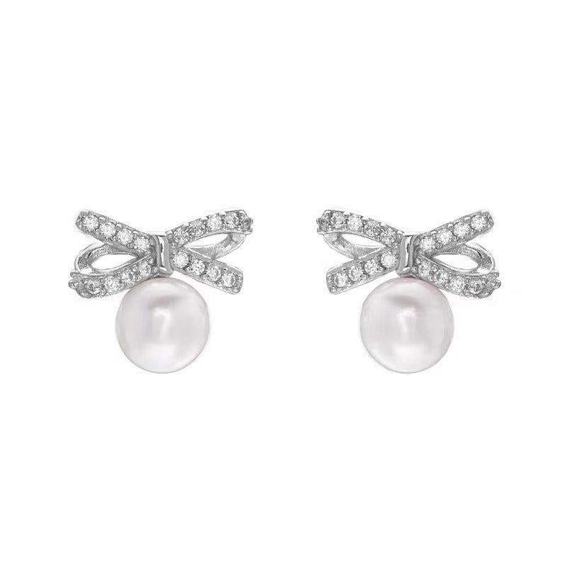 Boucles d'oreilles de tempérament minoritaire de luxe pour femme avec nœud