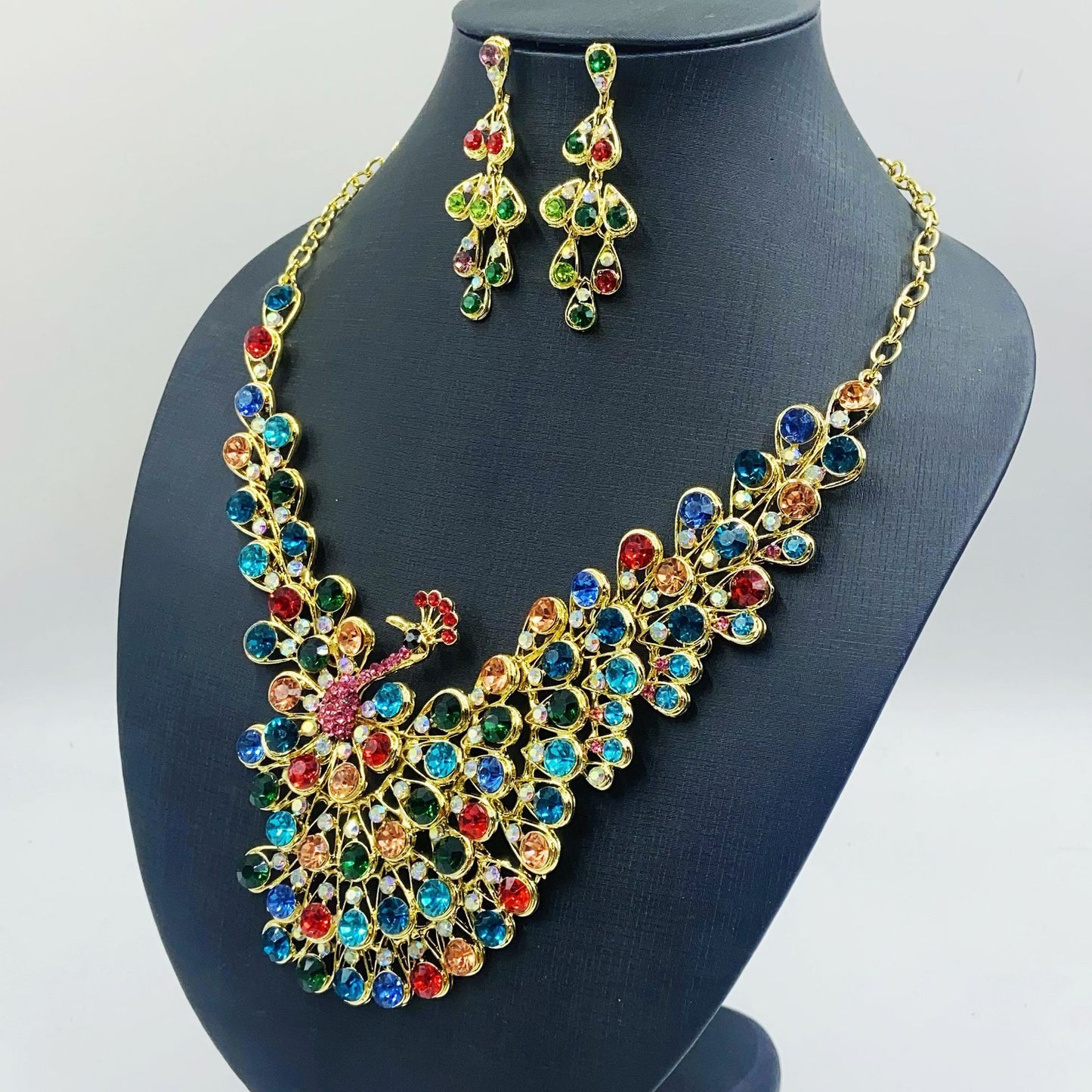 Dignified Bride Diamond Peacock Suit Dress Jewelry Set
