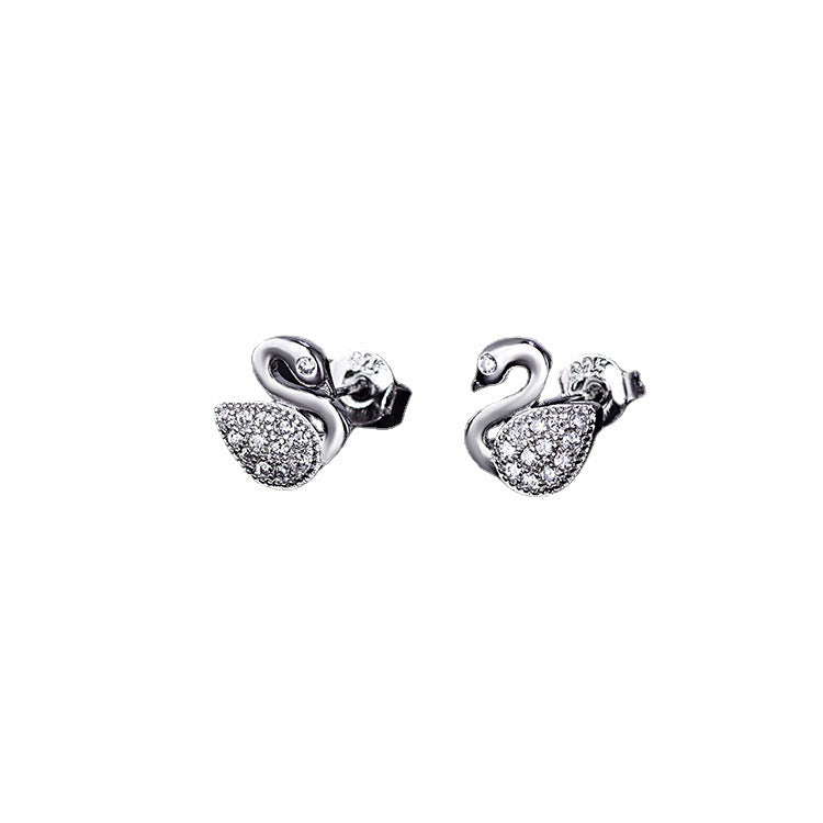 Little Swan Rhinestone Micro Inlaid Zircon Earrings