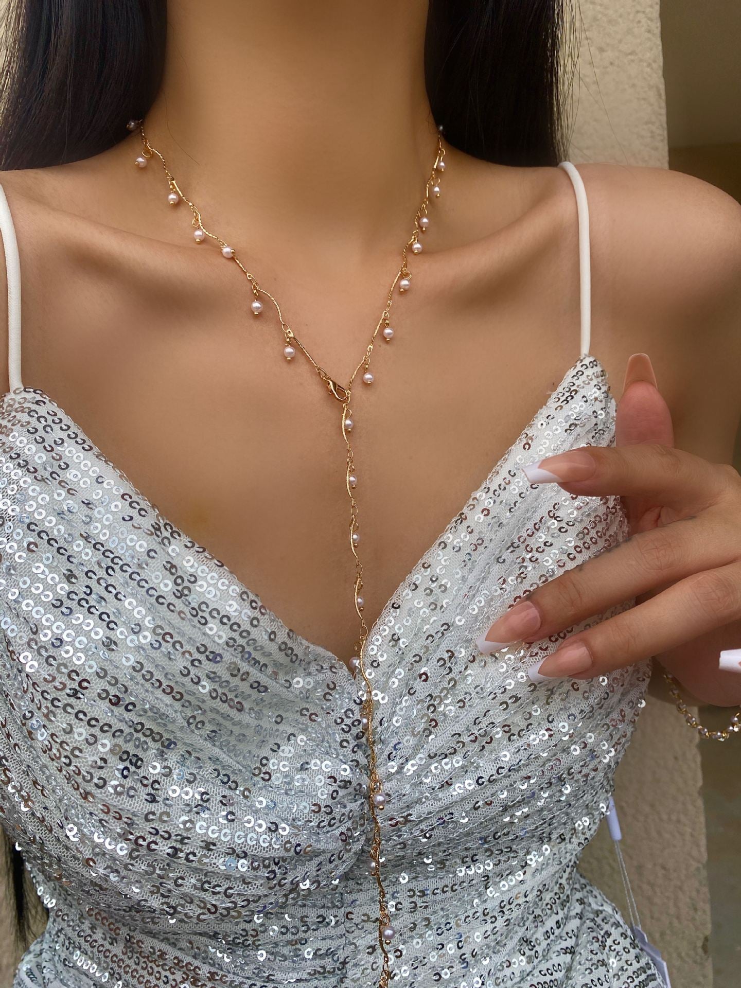 Color Polka Dot Fashion Long Party Necklace
