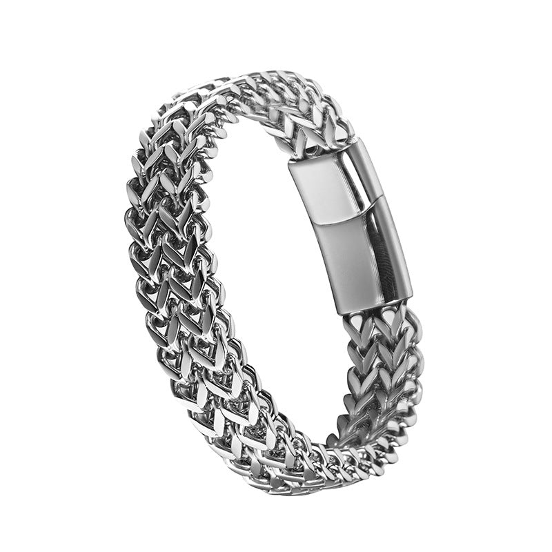 Steel Denim Chain Magnetic Buckle Fashion Couple Double Layer Bracelets
