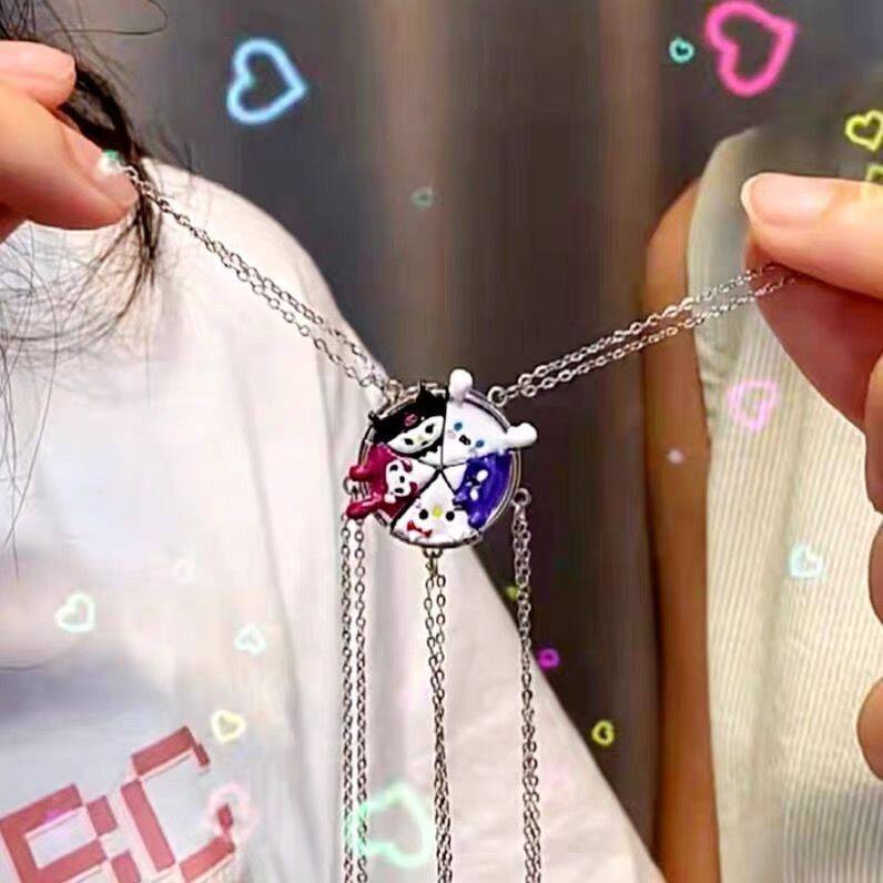 Magnetic Female Cute Sister Cartoon Cinnamon Gift Necklace
