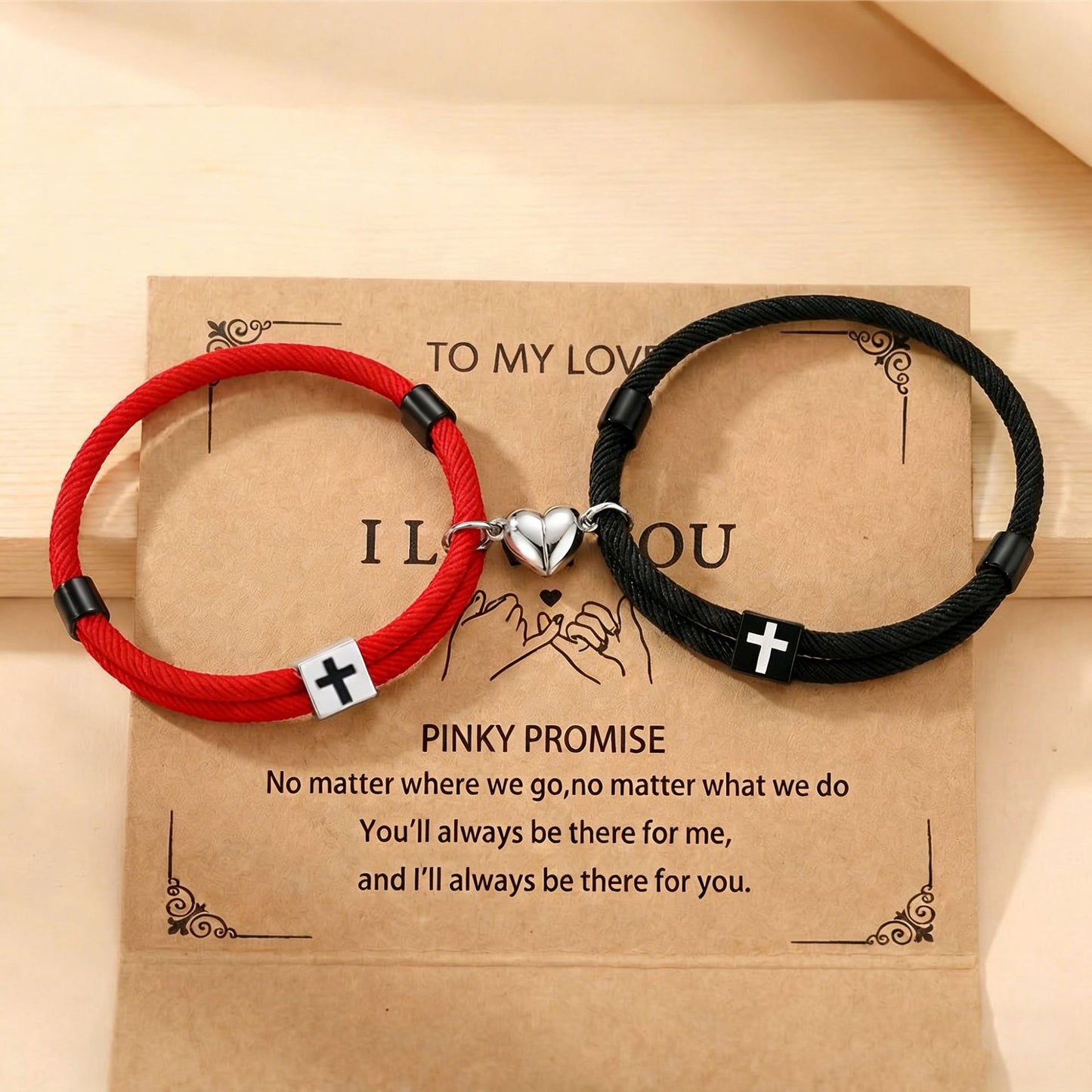 Women's & Men's Love Magnet Alloy Cross Adjustable Couple Bracelets