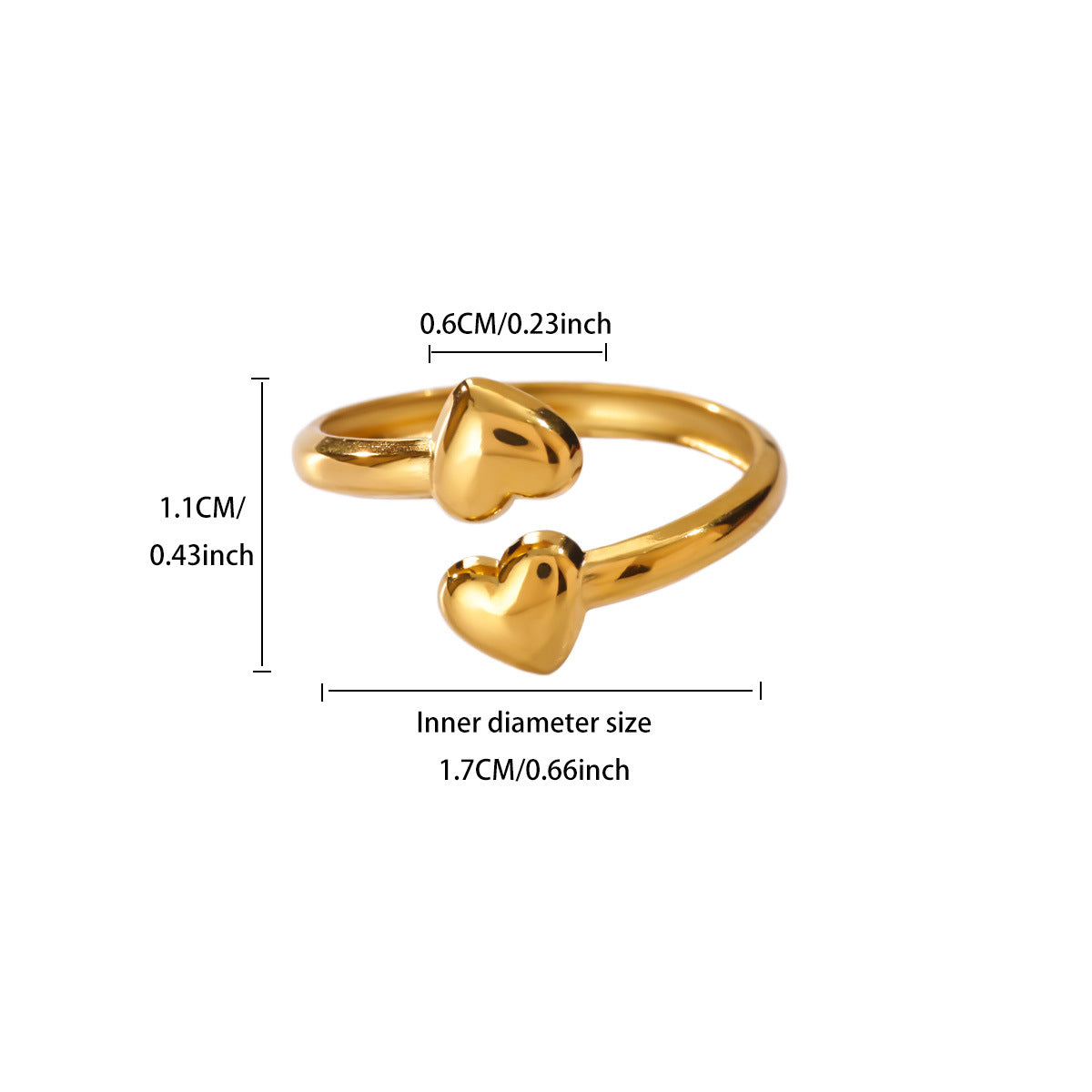 Women's Heart Geometric Stainless Steel Fashion Gold-plated Starfish Ring