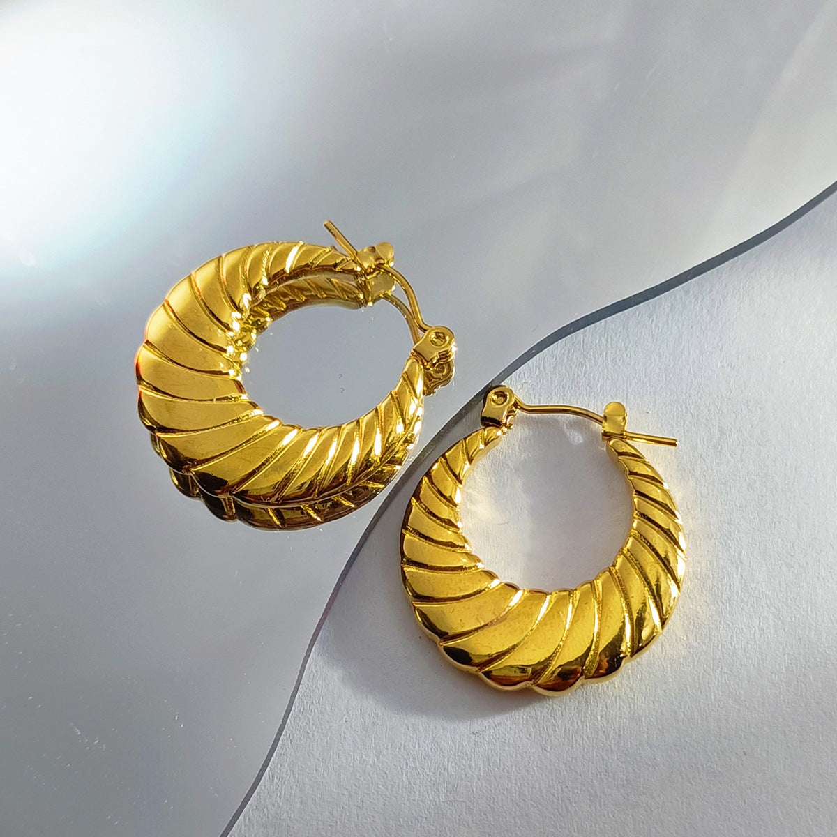 Oil Pressure Craft Titanium Steel Vacuum Gold Plating High Sense Earrings