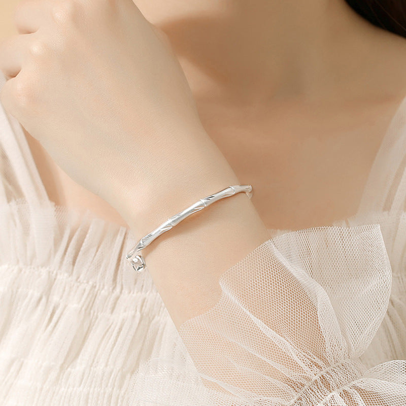 Women's Style Sandblasted Bamboo Simple Light Presages Safety Solid Push Bracelets