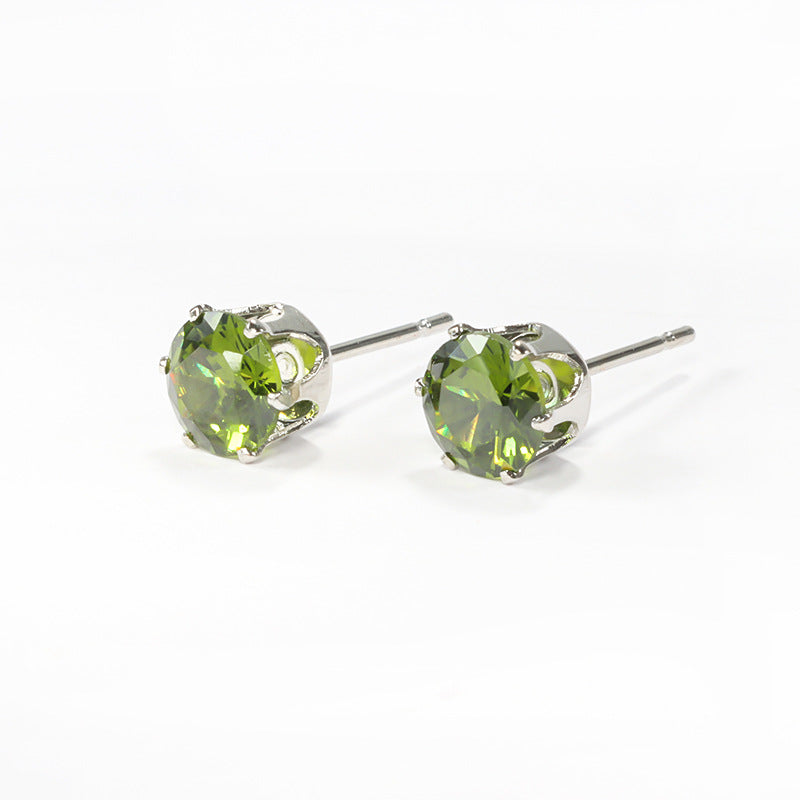 Women's & Men's Steel Color Zircon Diamond For Fashion Stainless Ear Stud Earrings