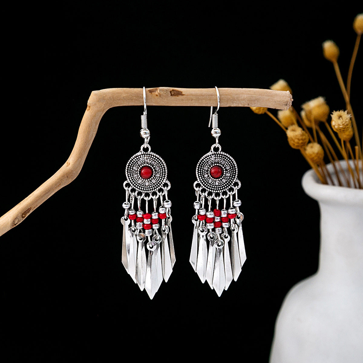 Tassel Turquoise Retro Minority Ethnic Style Earrings