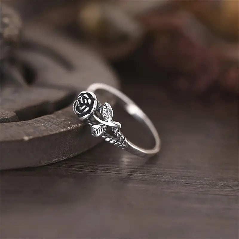 Old Flower Three-dimensional Rose Classical Fine Circle Rings