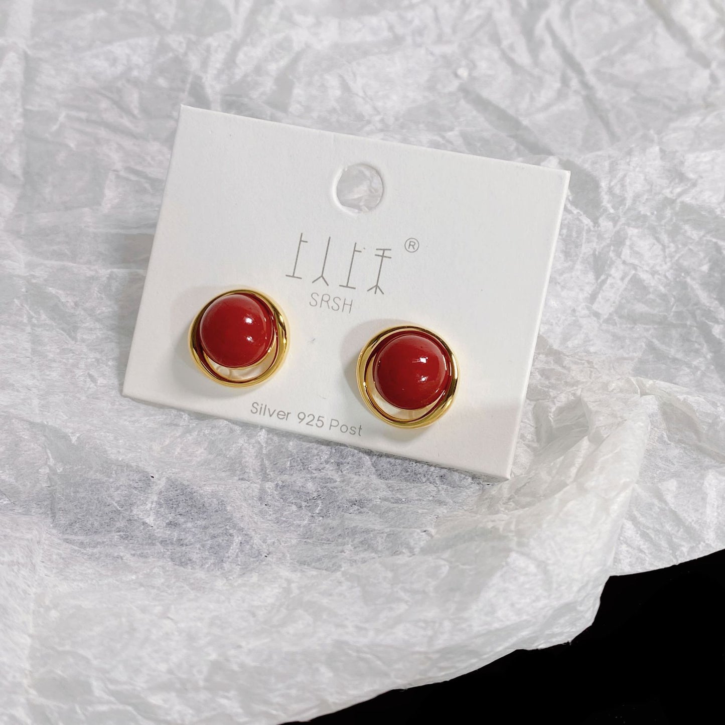 Women's Red Pearl Sier Needle Korean Style Elegant Earrings