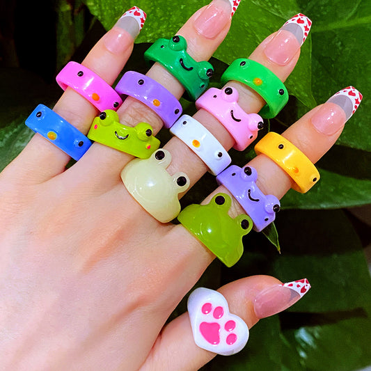 Cartoon Frog Fashion Cute Resin Index Rings