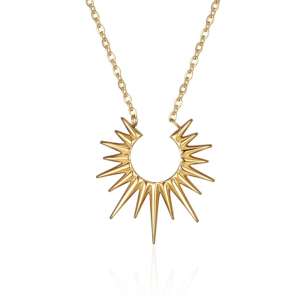 Women's Model Sun Stainless Steel Niche Mid-length Necklace