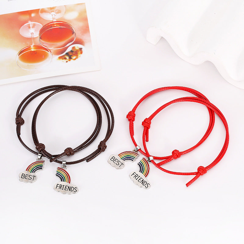 Women's & Men's & Wax Line Colorful Pendant Couple Pair And Bracelets