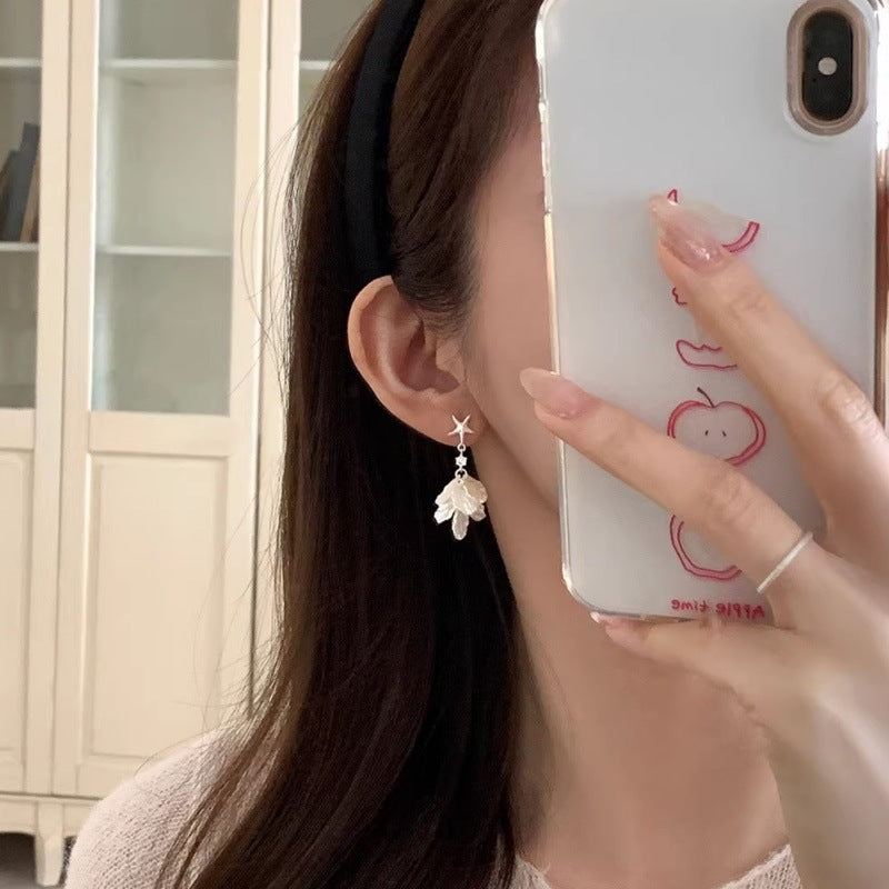 Starfish Shell Petal Vacation Style Gentle Temperament White Stud Earrings
