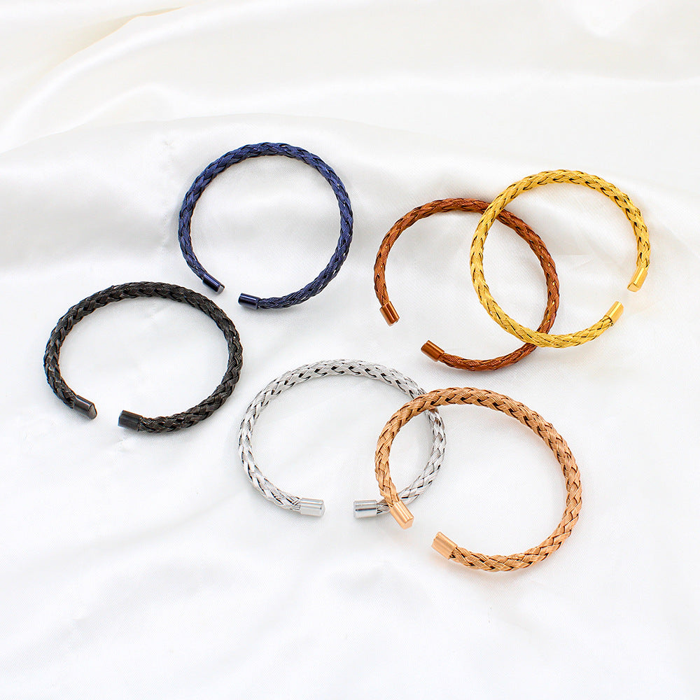 Simple Stainless Steel Twist Braid Wire Bracelets