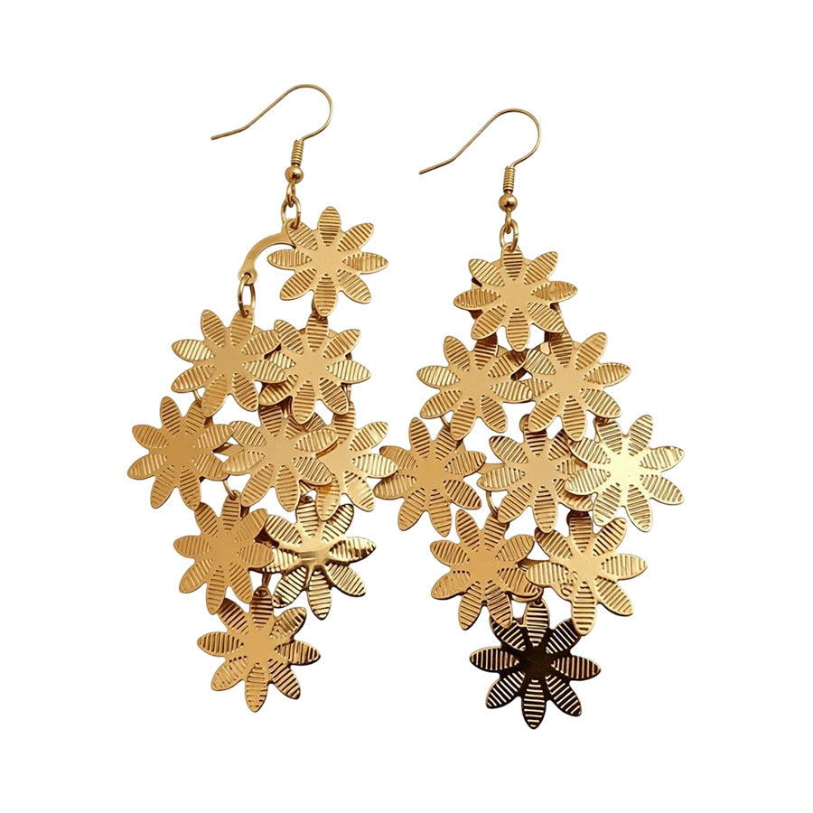 Women's Metal Flower Tassel For Exaggerated Design Ear Hook Light Earrings