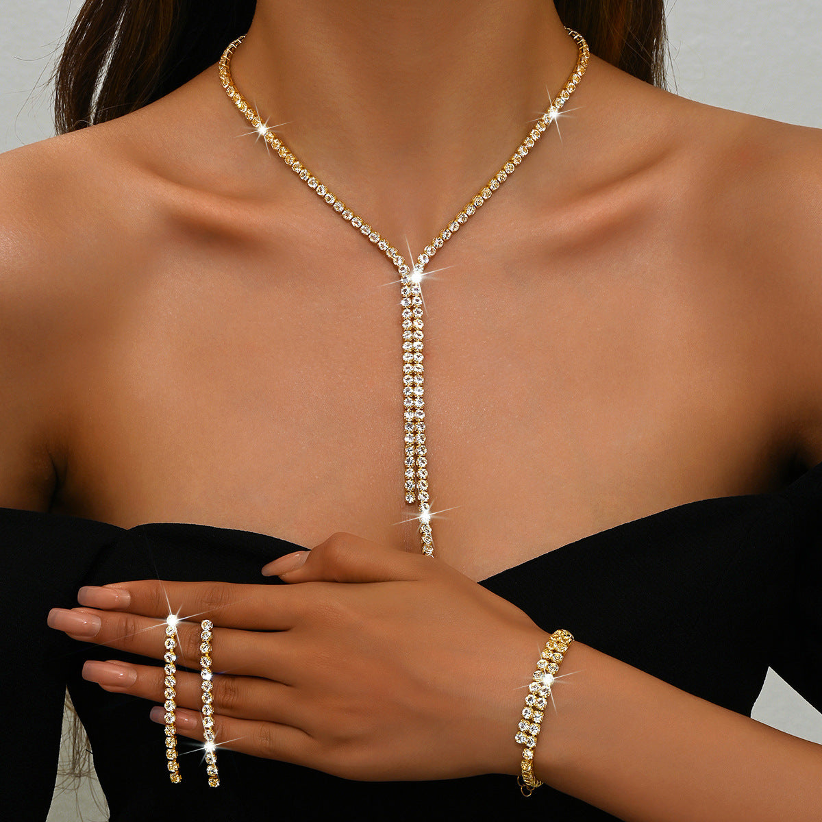 Body Fashion Rhinestone Tassel Zircon Personality Necklaces