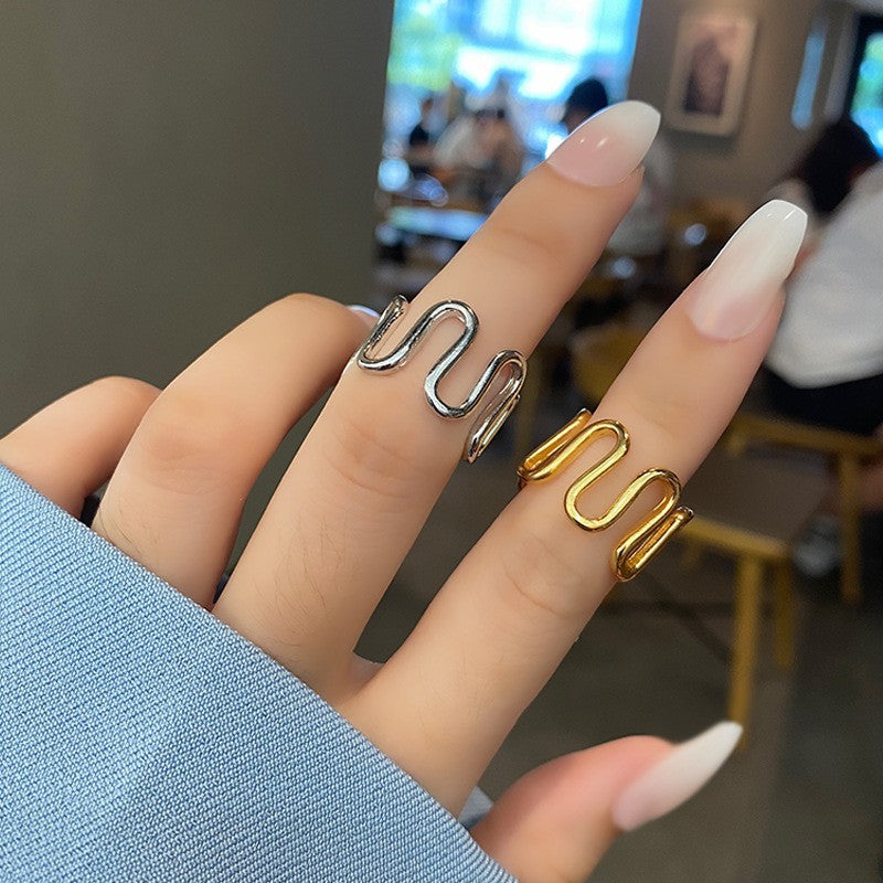 Exaggerated Line Female Creative Design Simple Rings