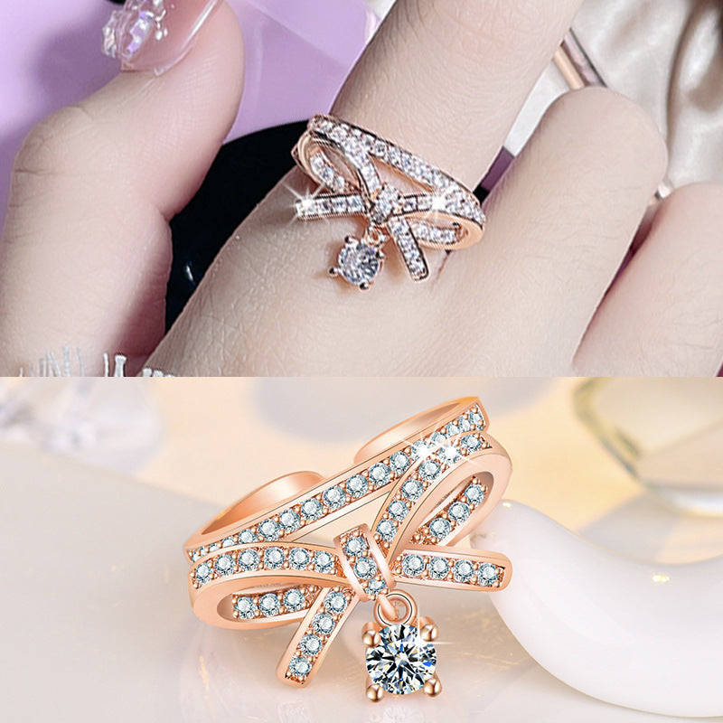 Women's Drop-shaped Open Rose Gold Light Luxury Rings