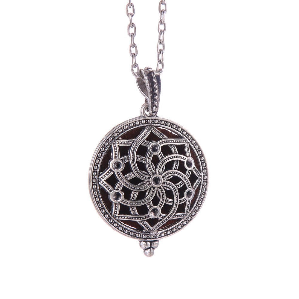 Hollow Lucky Tree Round Alloy Medal Charm Necklace