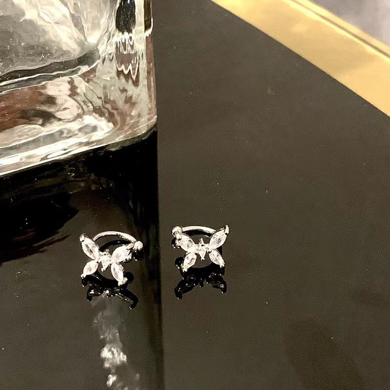 Refined Zircon Butterfly Female Light Luxury Minority Ear Clip