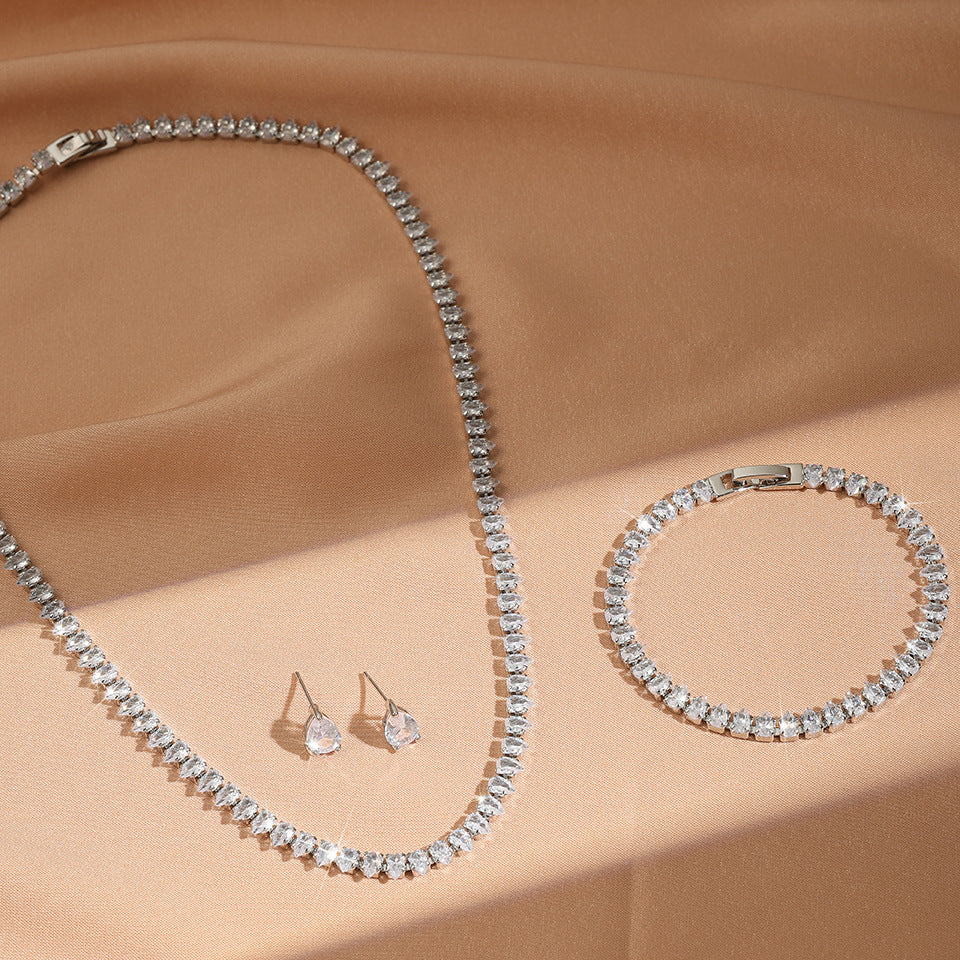 Simple Noble Zircon Bridal Elegant Outfit Jewelry Set