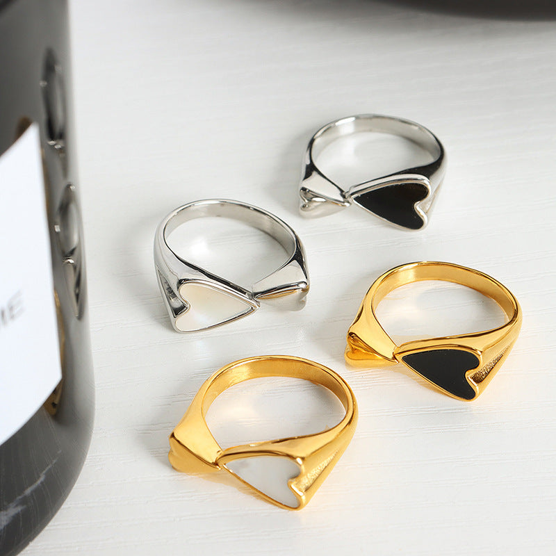 Women's Heart-to-heart Print Simple And Fashionable Korean Rings