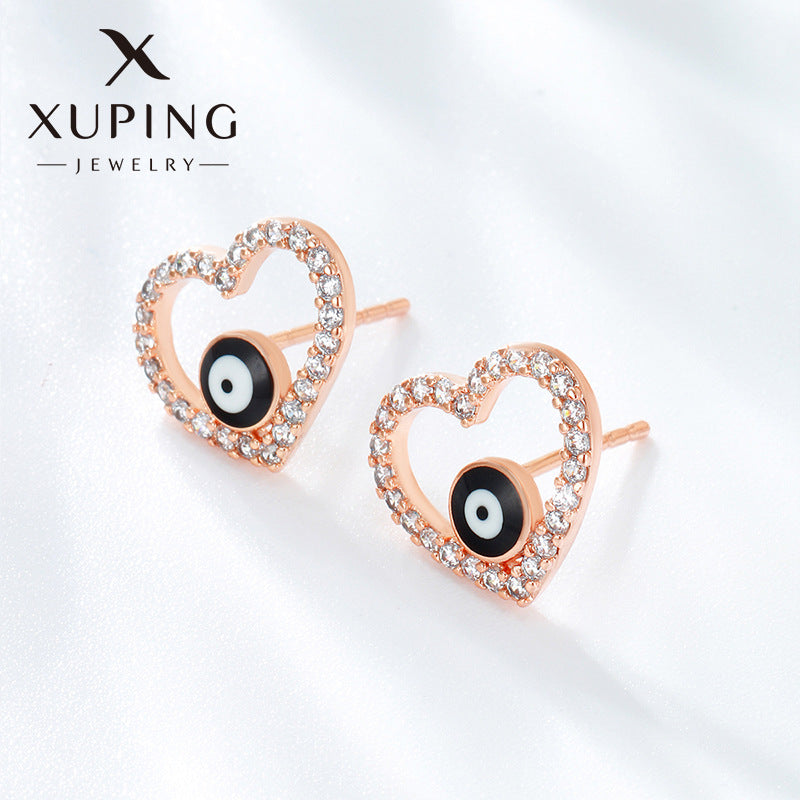 Jewelry Heart-shaped Evil Eyes Ear Drop Earrings