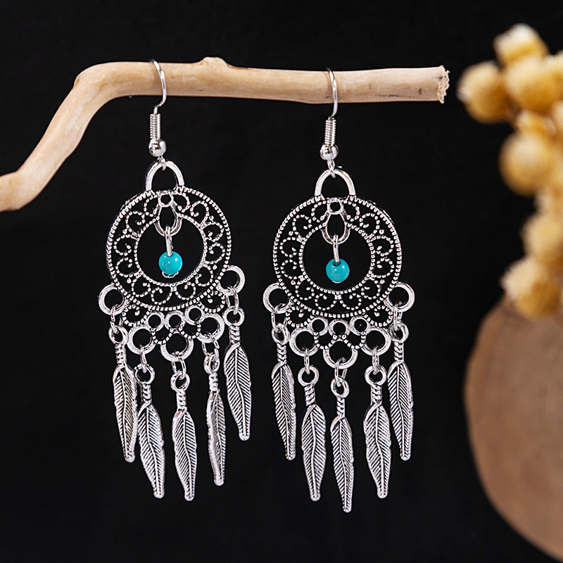 Tassel Turquoise Retro Minority Ethnic Style Earrings