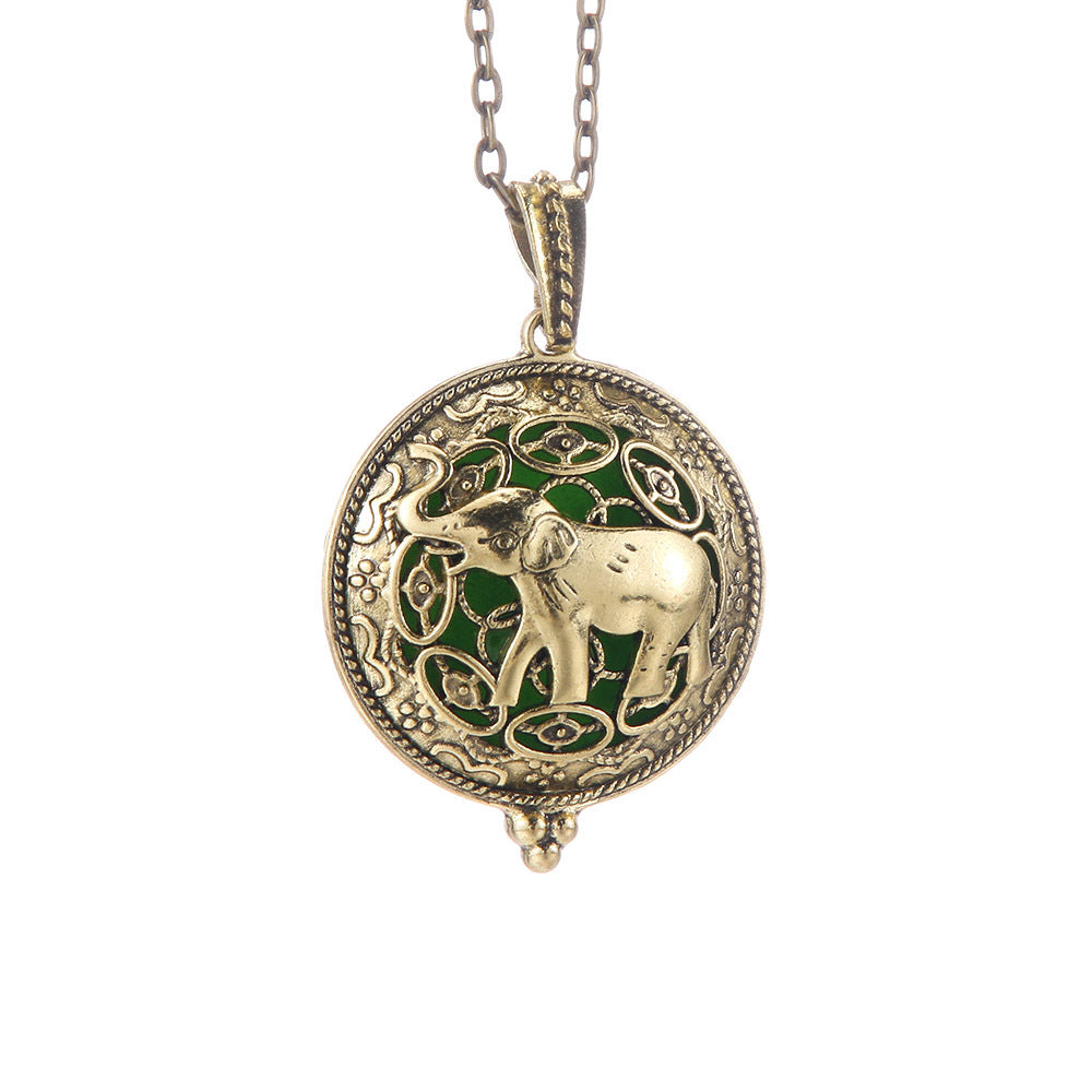 Hollow Lucky Tree Round Alloy Medal Charm Necklace