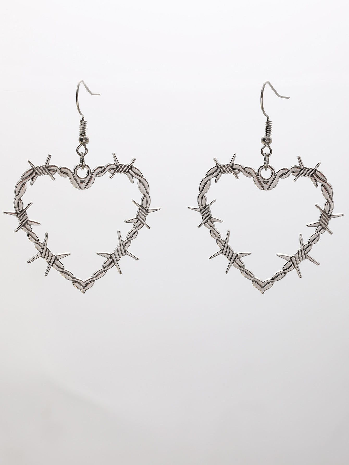 Barbed Wire Heart Gothic Pendant Metal Earrings