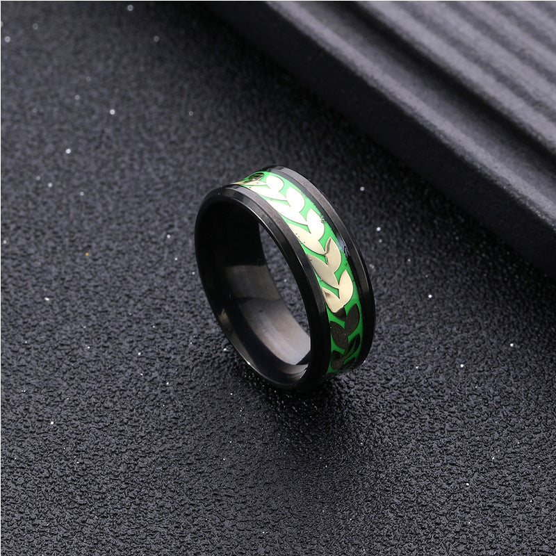 Leaves Honeycomb Titanium Steel Design Stainless Rings