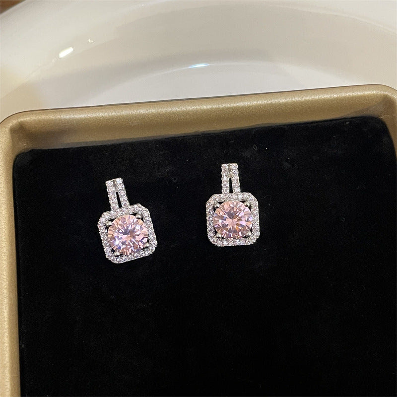 Female High-grade Diamond Studded With Zircon Earrings