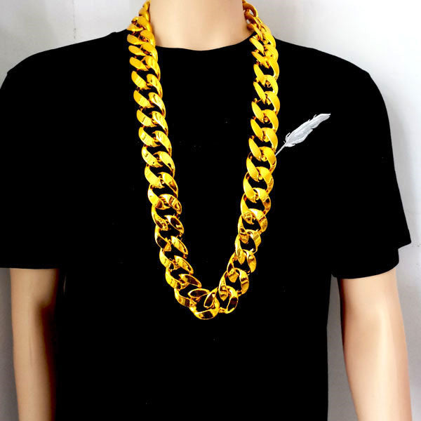 Men's Hip Hop Exaggerated Simulation Chain Plastic Gold Personalized Performance Funny Necklace