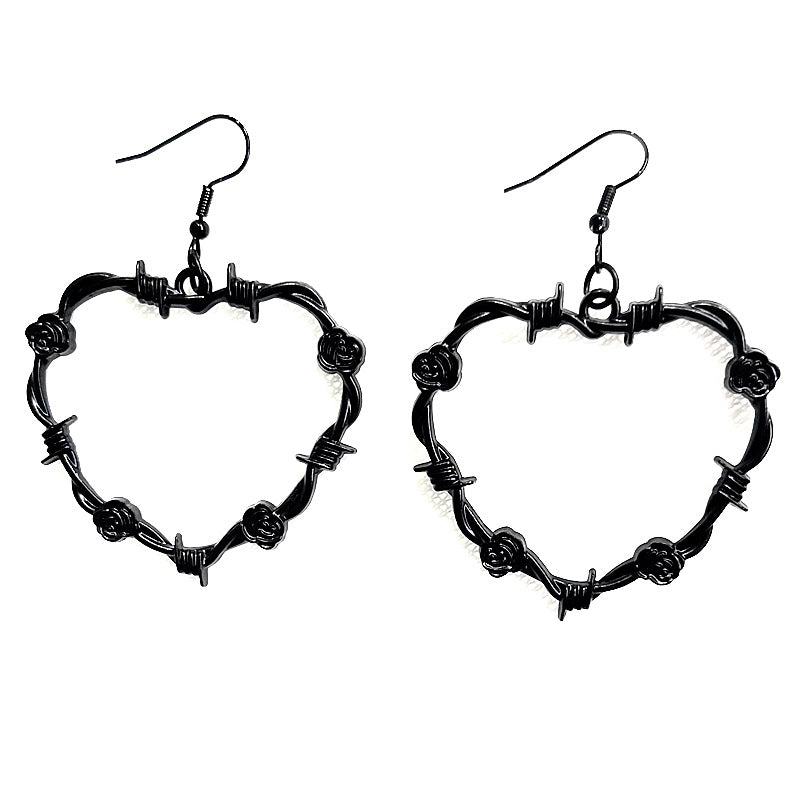 Boucles d'oreilles gothiques en fil de fer barbelé noir à la mode