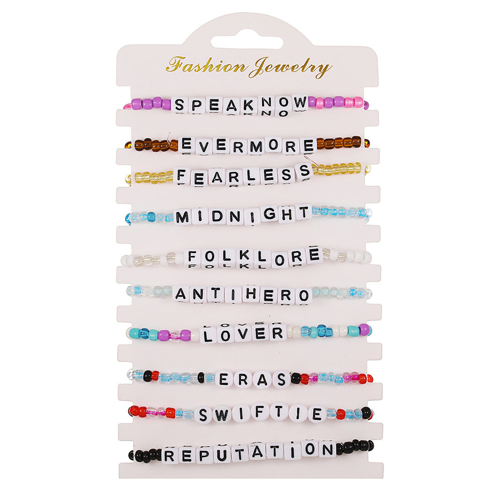 Costume de perles bohème, bracelets carrés avec lettres colorées