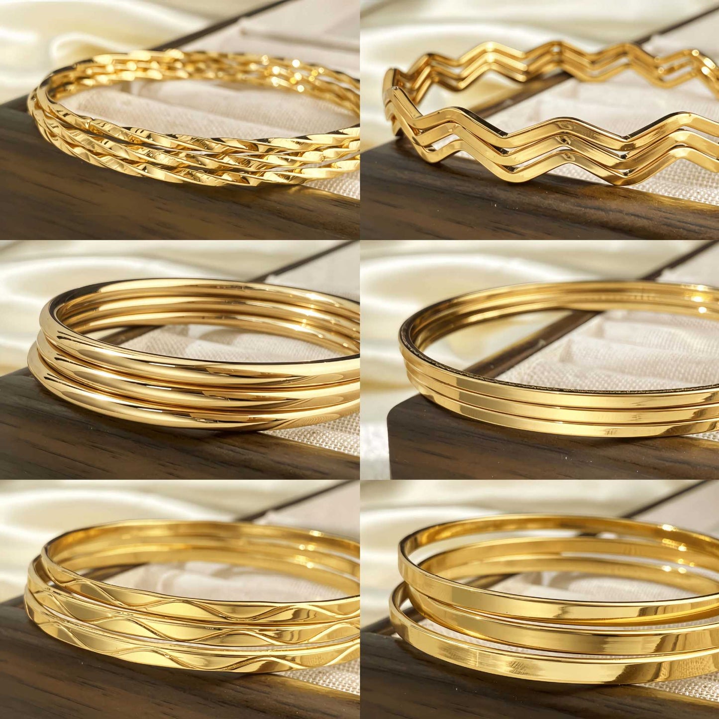 Stackable Stainless Steel Square Thread Twist Bracelet