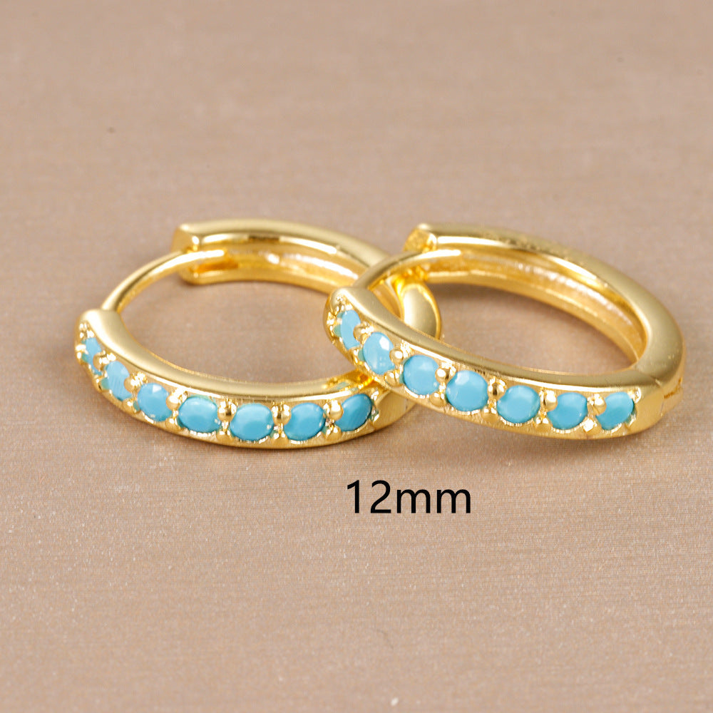 Simple Eardrop Blue Pine Zircon Circle Ear Bracelets