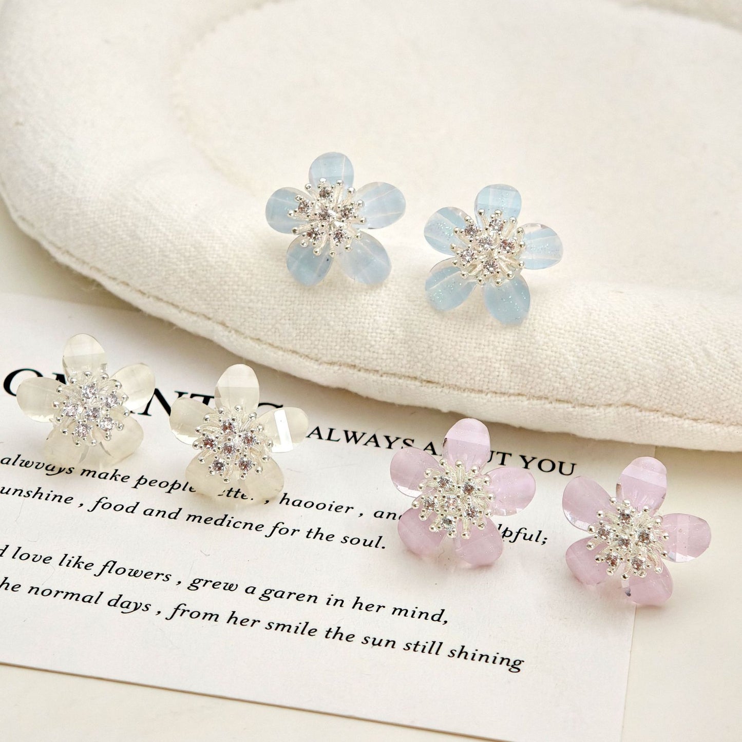 Cherry Blossom Flower Mori Gentle Unique Earrings