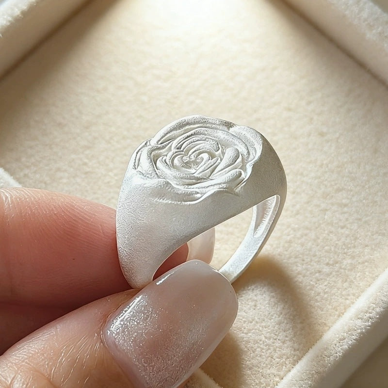Sweet Cool Exquisite Rose Flower Female Fashion Temperament Entry Lux Rings