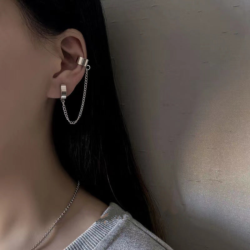 Simple Cool Cross Small Chain Temperament Stud Earrings