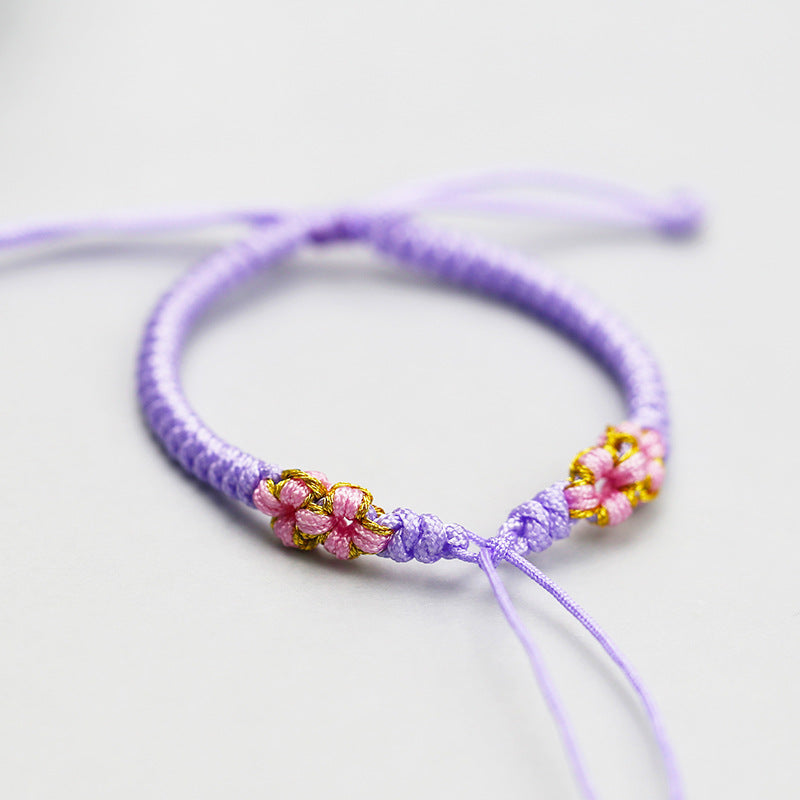 Bracelets en corde tressée avec nœud en fleur de pêche, sangle de transport exquise