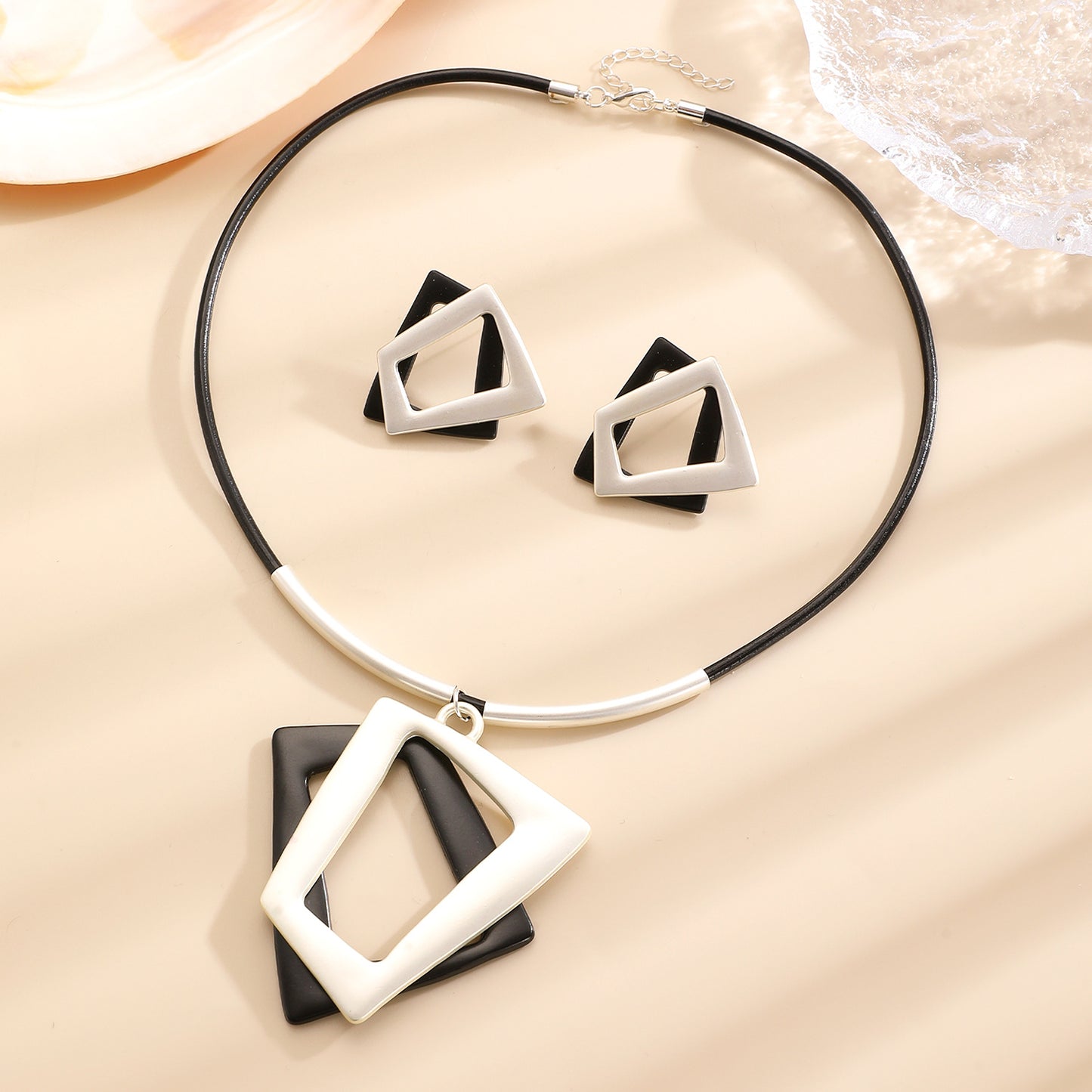 Women's & Men's Simple Style Geometric Exaggerated Fashion Quadrangle Color Matching Personality Jewelry Set